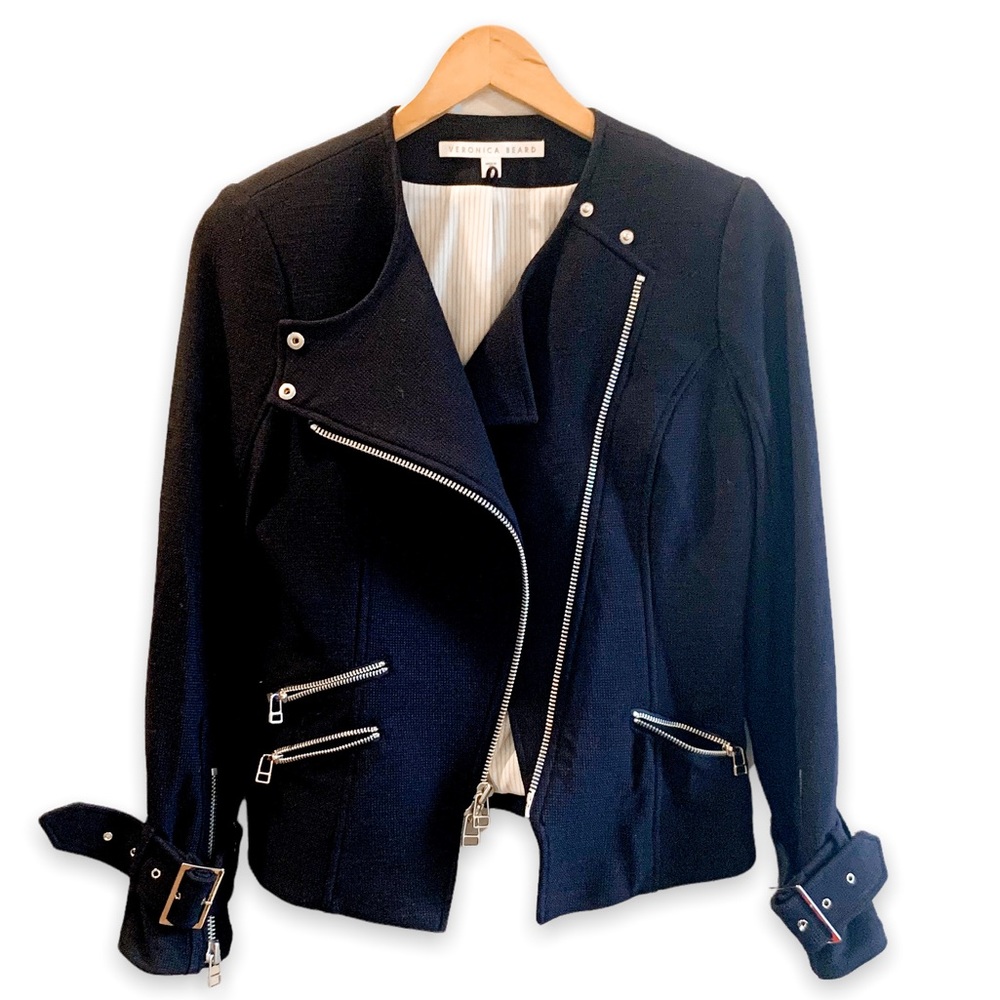 Veronica Beard Zipped Moto Biker Jacket